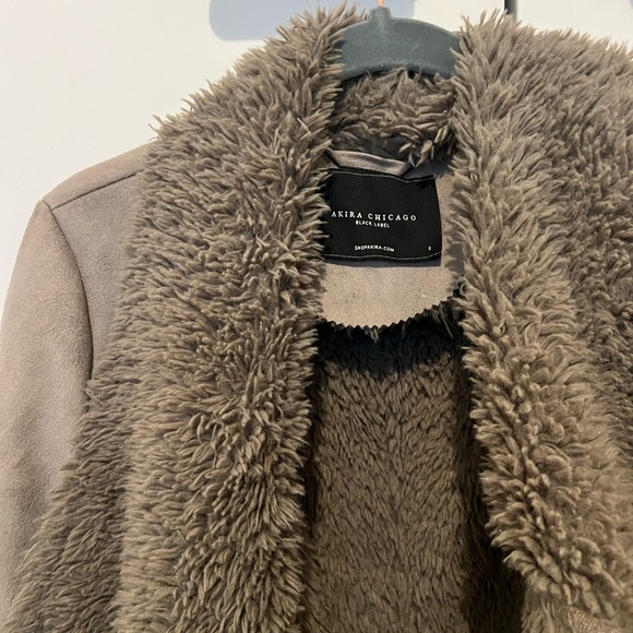 Akira Chicago Gray Suede and Fur Winter Jacket - Picture 3 of 5